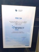 Dyplom poświadczający przynależność spółki do Respect Index